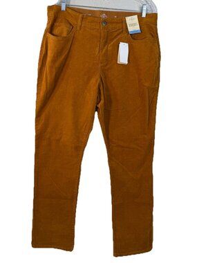 St. John's Bay Sz 18 (36x30) Straight Corduroy Orange Secretly Slender Pants NWT